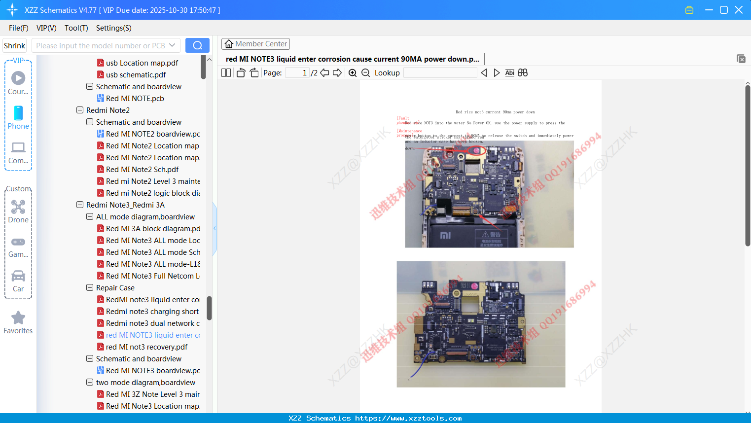 Xiaomi Redmi NOTE3 Liquid Enter Corrosion Cause Current 90MA Power Down